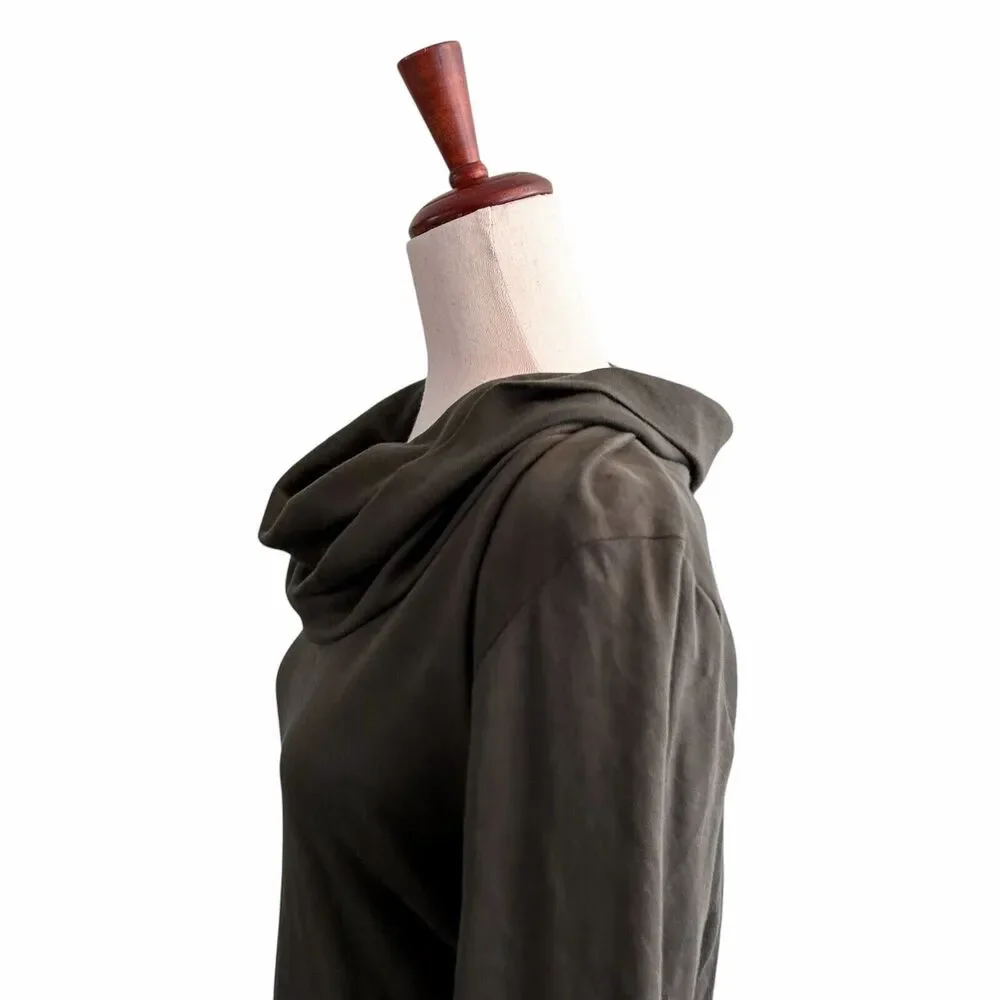 Indigenous Organic Fair Trade Fashion Size Large Olive Green Turtleneck Top - Picture 6 of 9